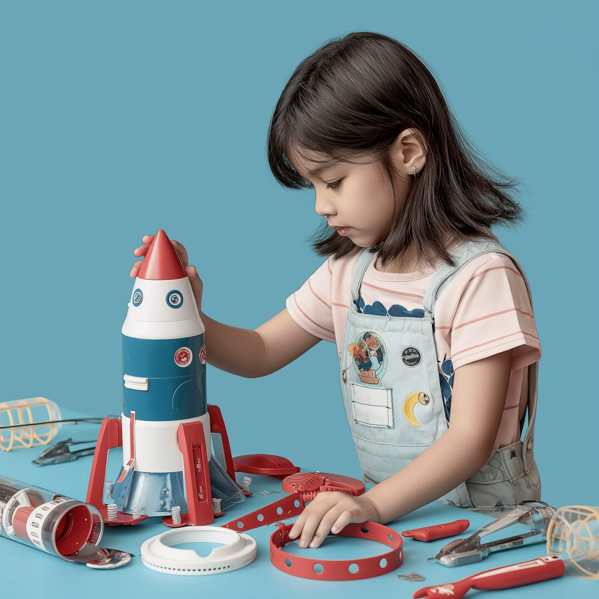 girl is playing with toy
